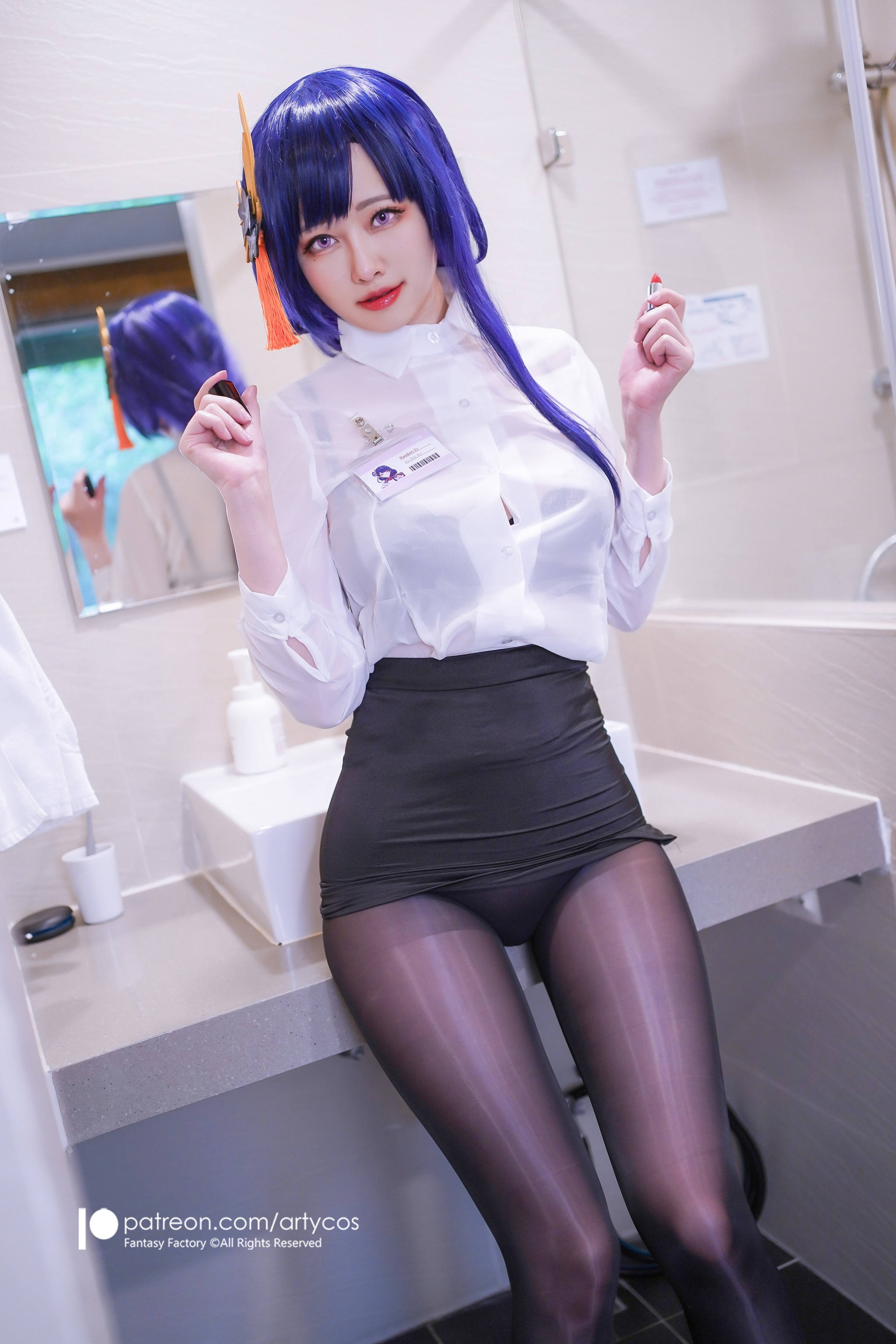图片[1]-Arty亚缇 – NO.053 Raiden Shogun Office Lady[43P]-XikXak